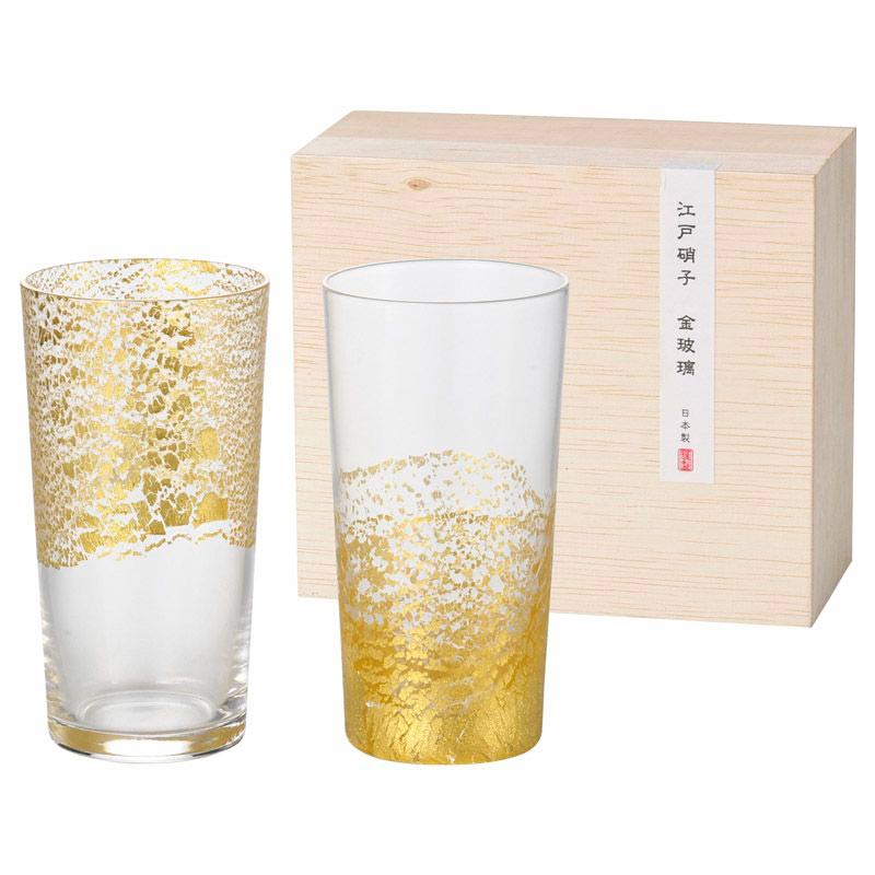 江戸硝子 金玻璃 冷酒杯吟醸揃え　(1100011217)