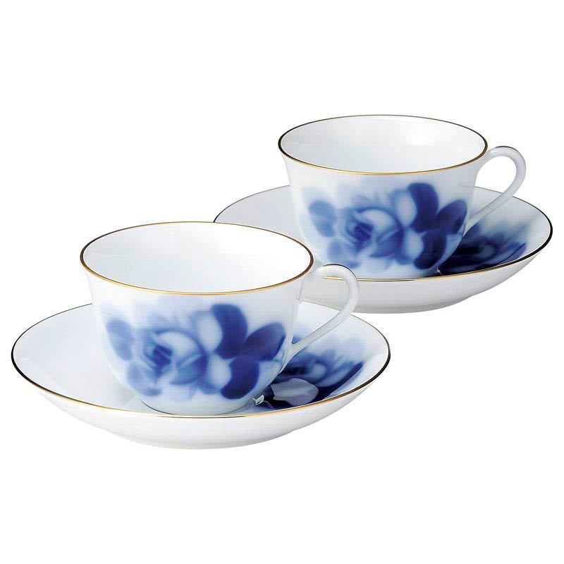 大倉陶園 ブルーローズ ティー･コーヒー碗皿ペアセット　(1100013104)