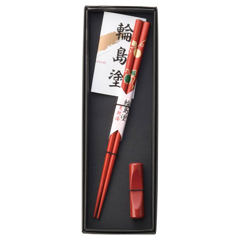輪島塗 ひさご 箸･箸置揃え　赤　(1100013181)