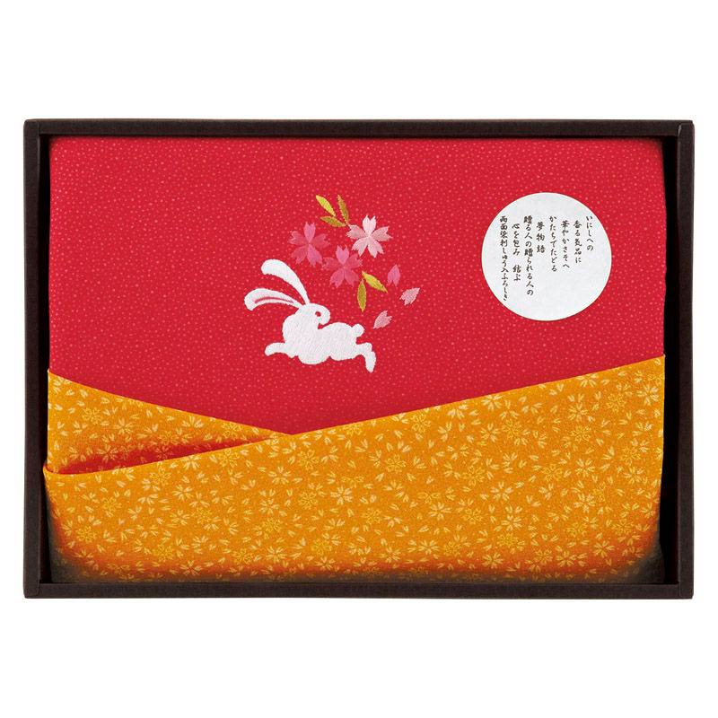 二巾一越両面染刺繍入り　朱/金茶　(1100013320)