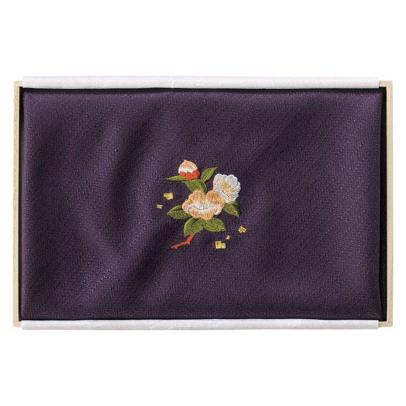 二巾紬織両面染刺繍入ふろしき　紫　(1100013322)