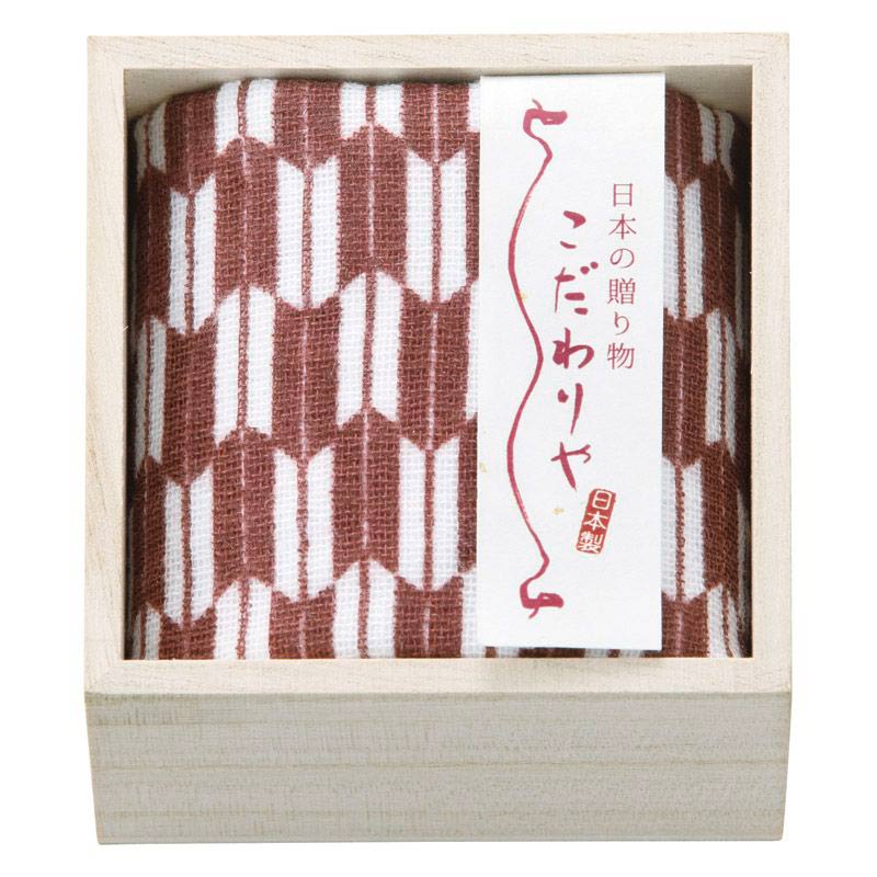 こだわりや 木箱入り 日本製ガーゼタオルハンカチ　レッド　(1100016283)