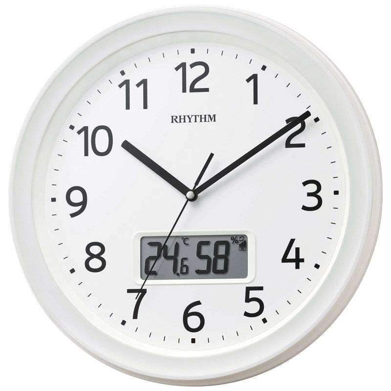 RHYTHM フィットウェーブリブ電波掛時計　ホワイト　(1100016449)