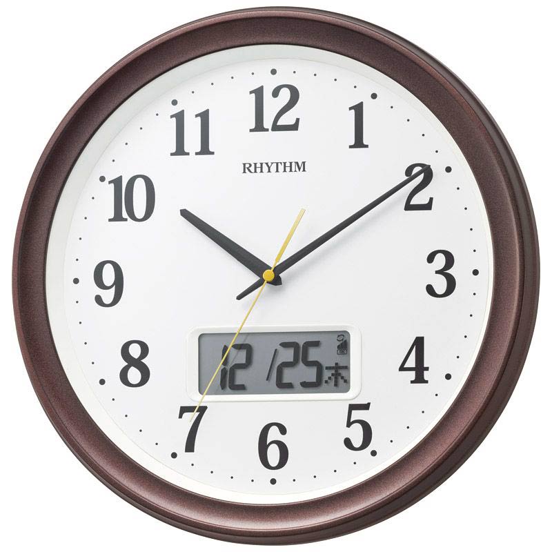 RHYTHM フィットウェーブリブ電波掛時計　茶色メタリック　(1100016450)