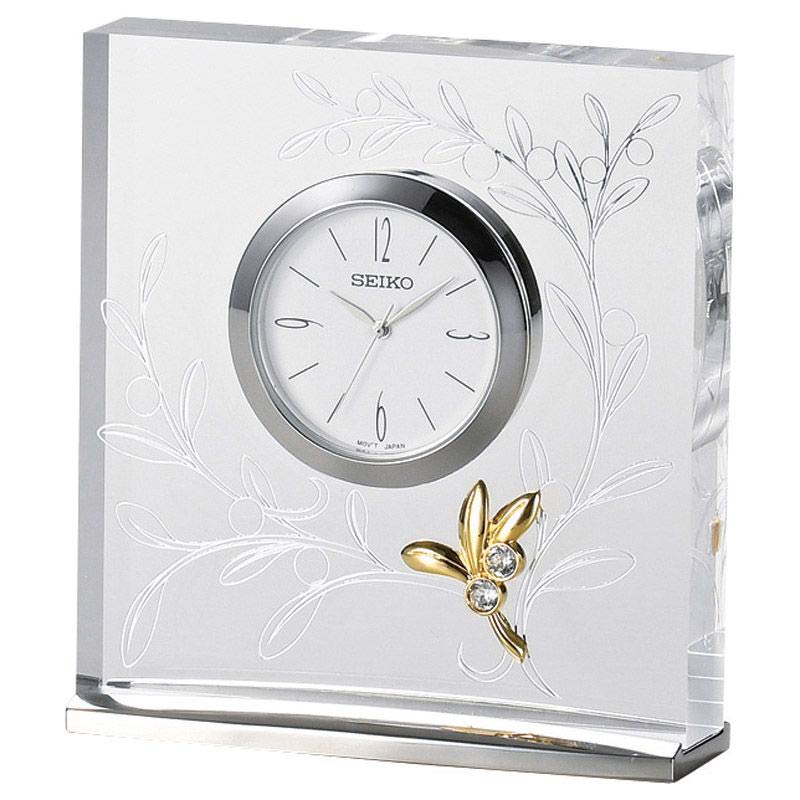 セイコー レスポワール置時計 　銀色オリーブ模様　(1100016454)
