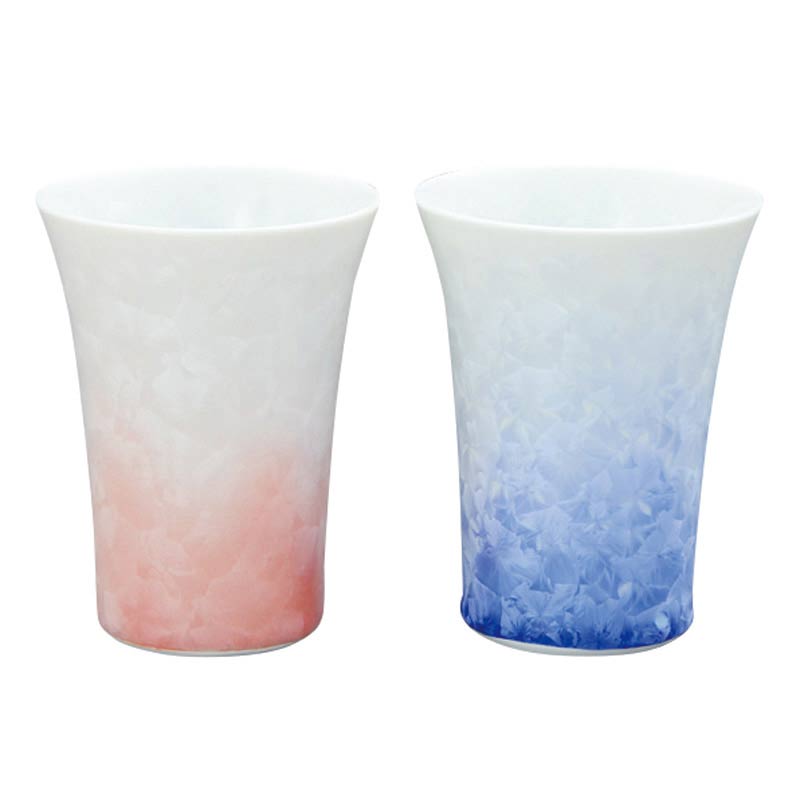 京焼花結晶（白地青赤）ペアフリーカップ　(1100020253)