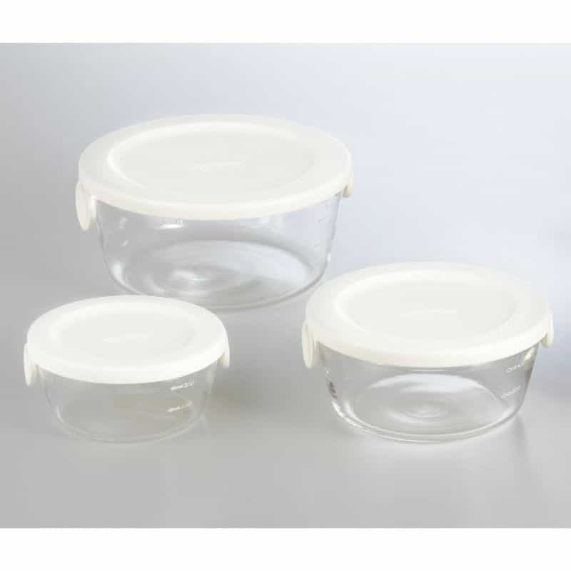 耐熱ガラス製保存容器（丸）3点セット ホワイト　ホワイト　(1100022387)