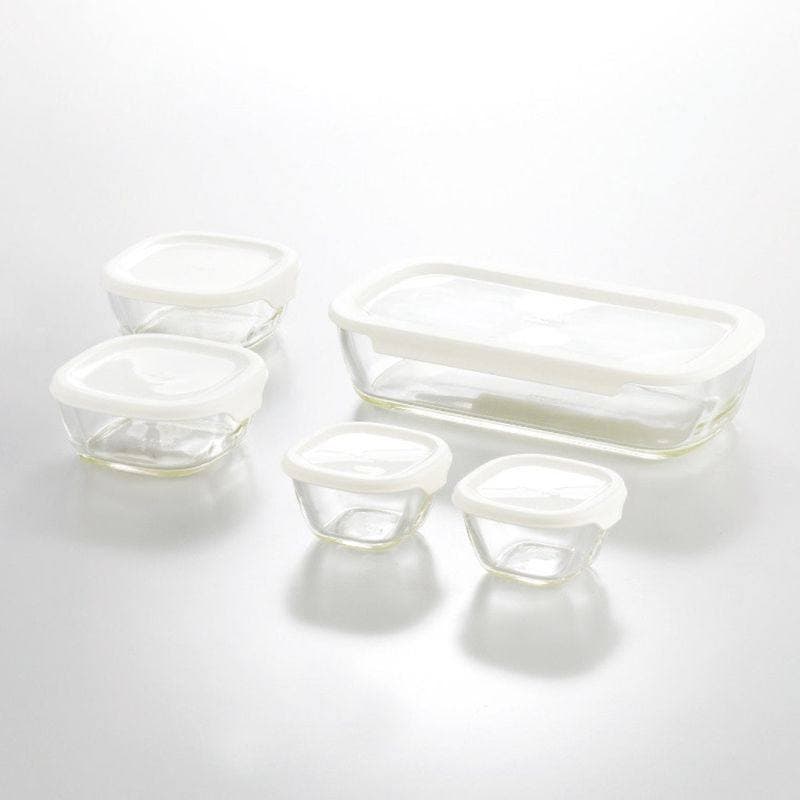 耐熱ガラス製保存容器・ミニ角小鉢5点セット　(1100023902)