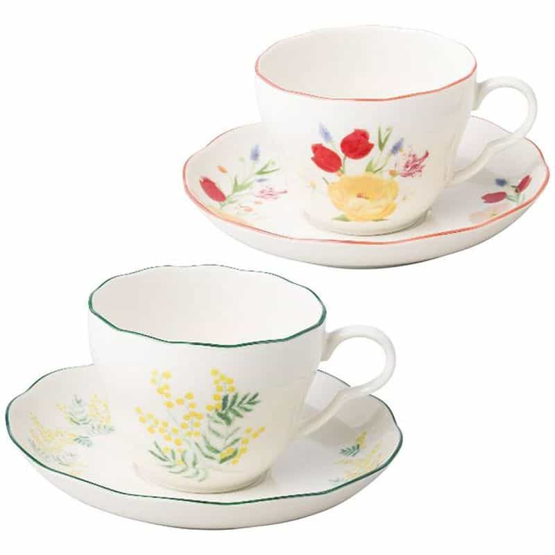 山加商店　ペアカップ＆ソーサーセット（ミモザ・チューリップ）　(1100028560)
