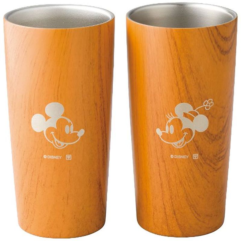 ヤクセル　木目調ステンレス真空タンブラーセット４４０ｍｌ（ミッキー＆ミニー）　(1100028618)