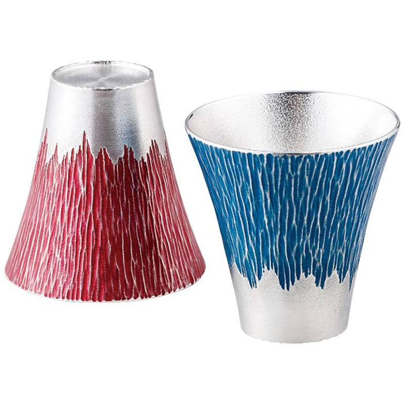 大阪錫器　錫製富士山タンブラー１８０ｍｌ（小）青朱ペア　(1100028627)
