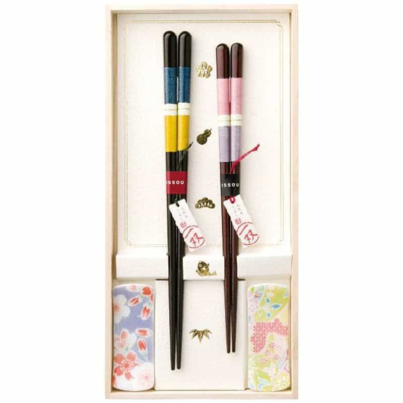 イシダ　百福桐箱　箸置付夫婦箸　有馬　(1100028669)