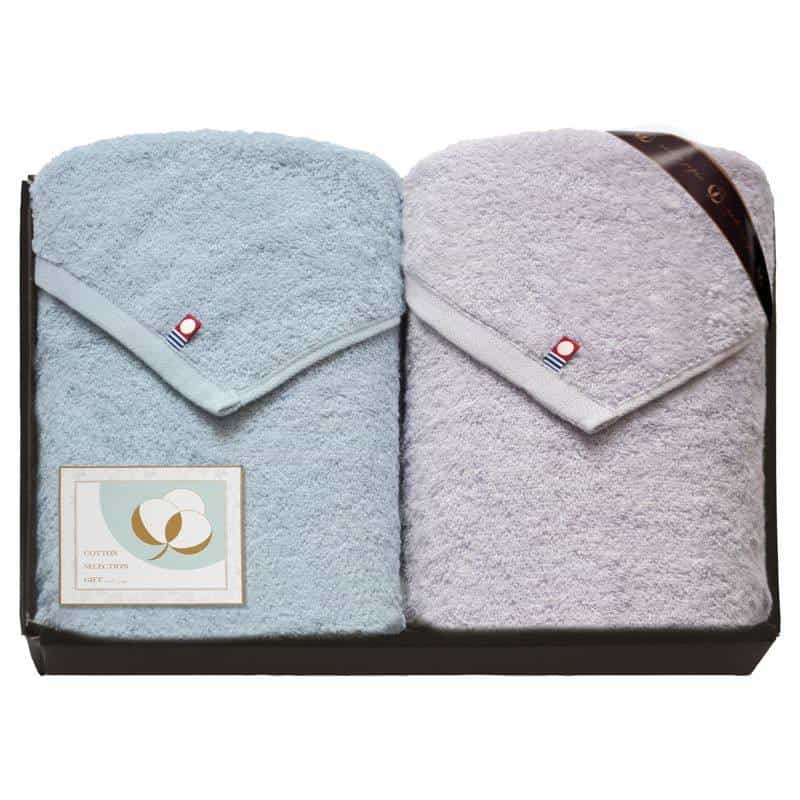 今治 コットンセレクション ミニバスタオル２Ｐ　ブルーグレー×パープル　(1100029006)