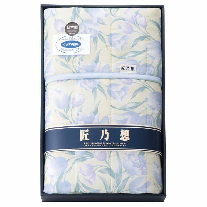 匠乃想 愛知三河綿紗キルトケット　ブルー　(1100029165)