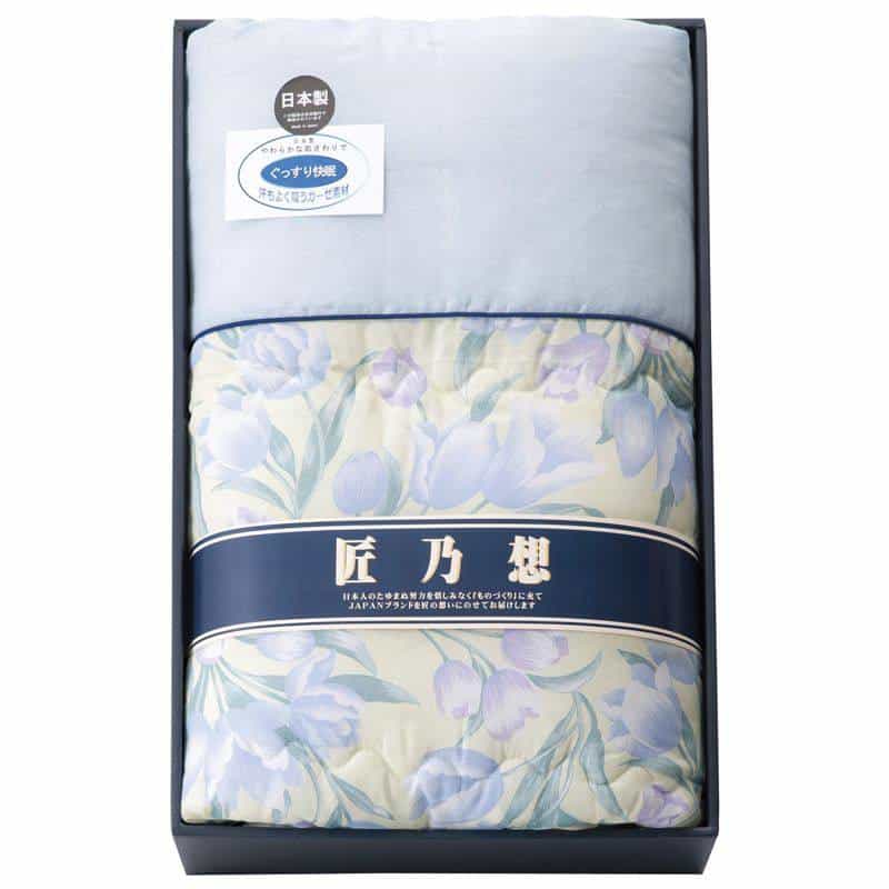 匠乃想 愛知三河綿紗肌掛布団　ブルー　(1100029168)