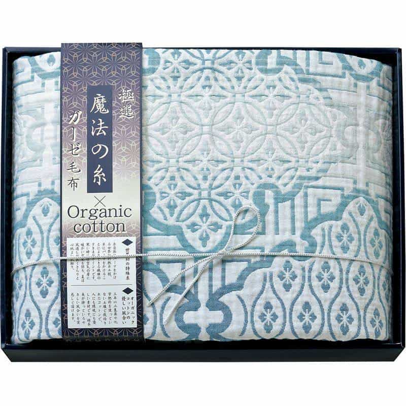 極選魔法の糸×オーガニック プレミアム四重織ガーゼ毛布　ブルー　(1100029180)