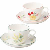ペアカップ＆ソーサーセット（ミモザ・チューリップ）