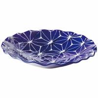 琉璃　波渕多用皿　麻の葉