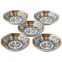 染錦金彩紋　八角取皿揃