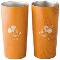 木目調ステンレス真空タンブラーセット４４０ｍｌ（ミッキー＆ミニー）
