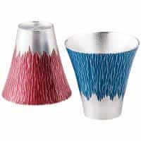 錫製富士山タンブラー１８０ｍｌ（小）青朱ペア