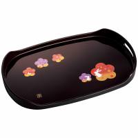 宴うさぎ　溜塗長手盆（尺五）